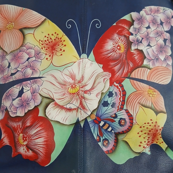 ANUSCHKA BOHEMIAN ARTSY BUTTERFLY SIGNATURE SHOULDER HANDBAG - Picture 7 of 17